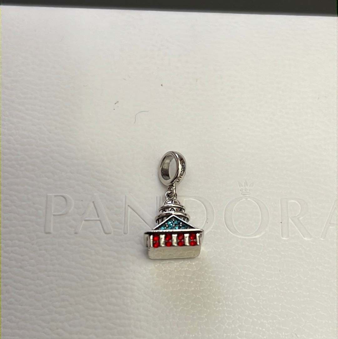 Sterling Silver Enamel Pave Colourful Washington White House Building USA Charm