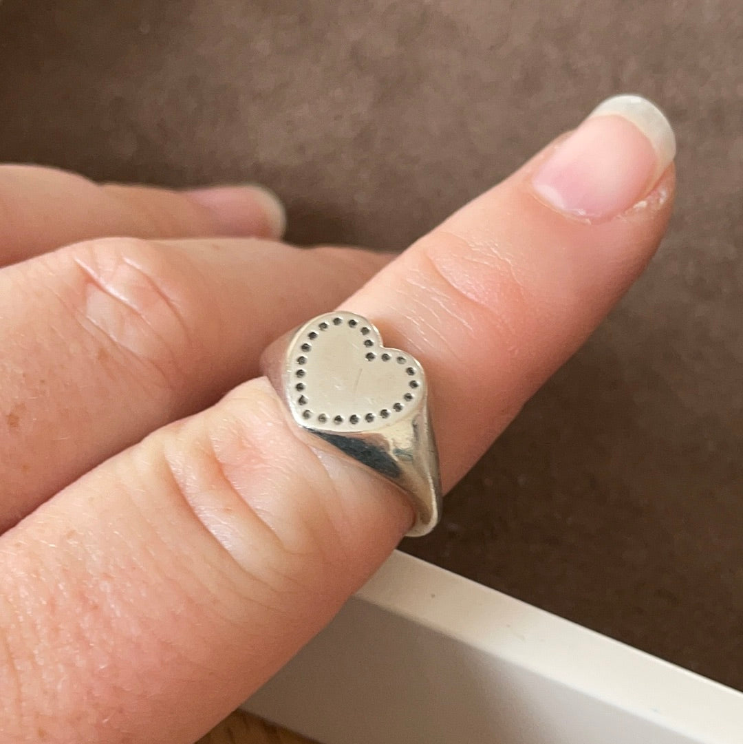 Genuine Pandora Heart Signet Ring Size 56