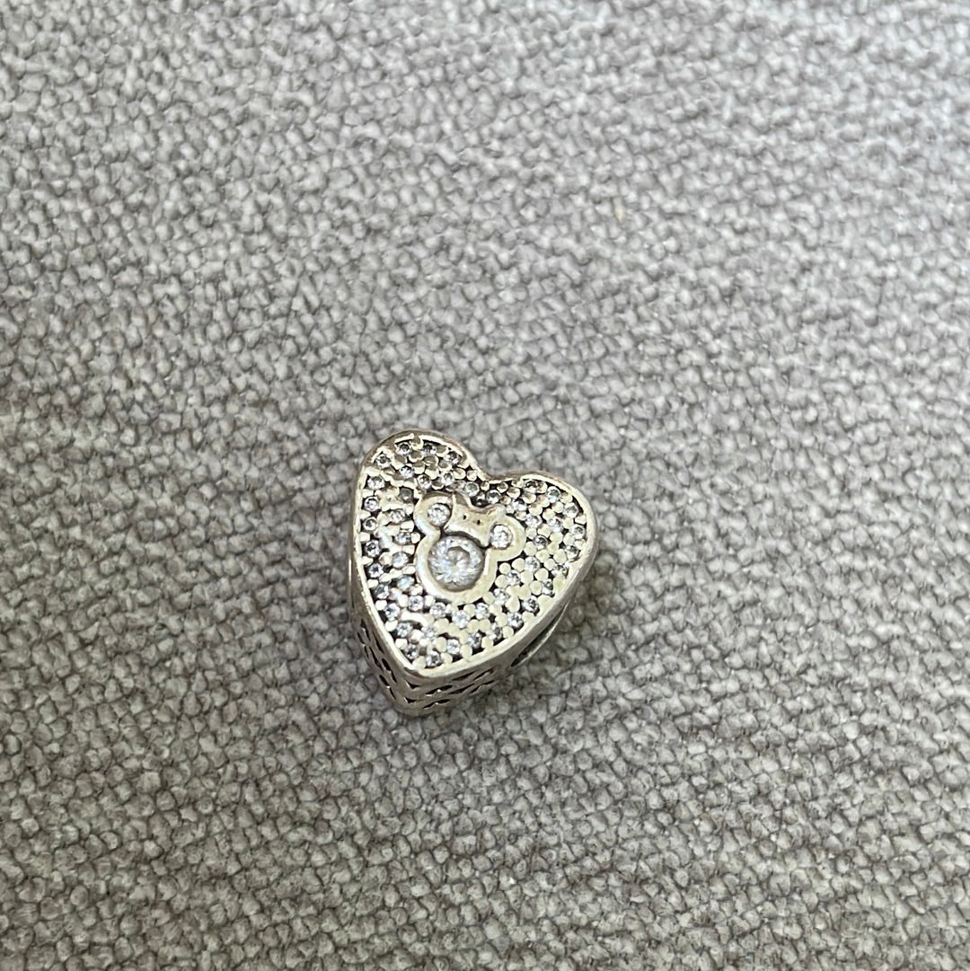 Genuine Pandora Charm Mickey & Minnie Pave Heart 792049CZ