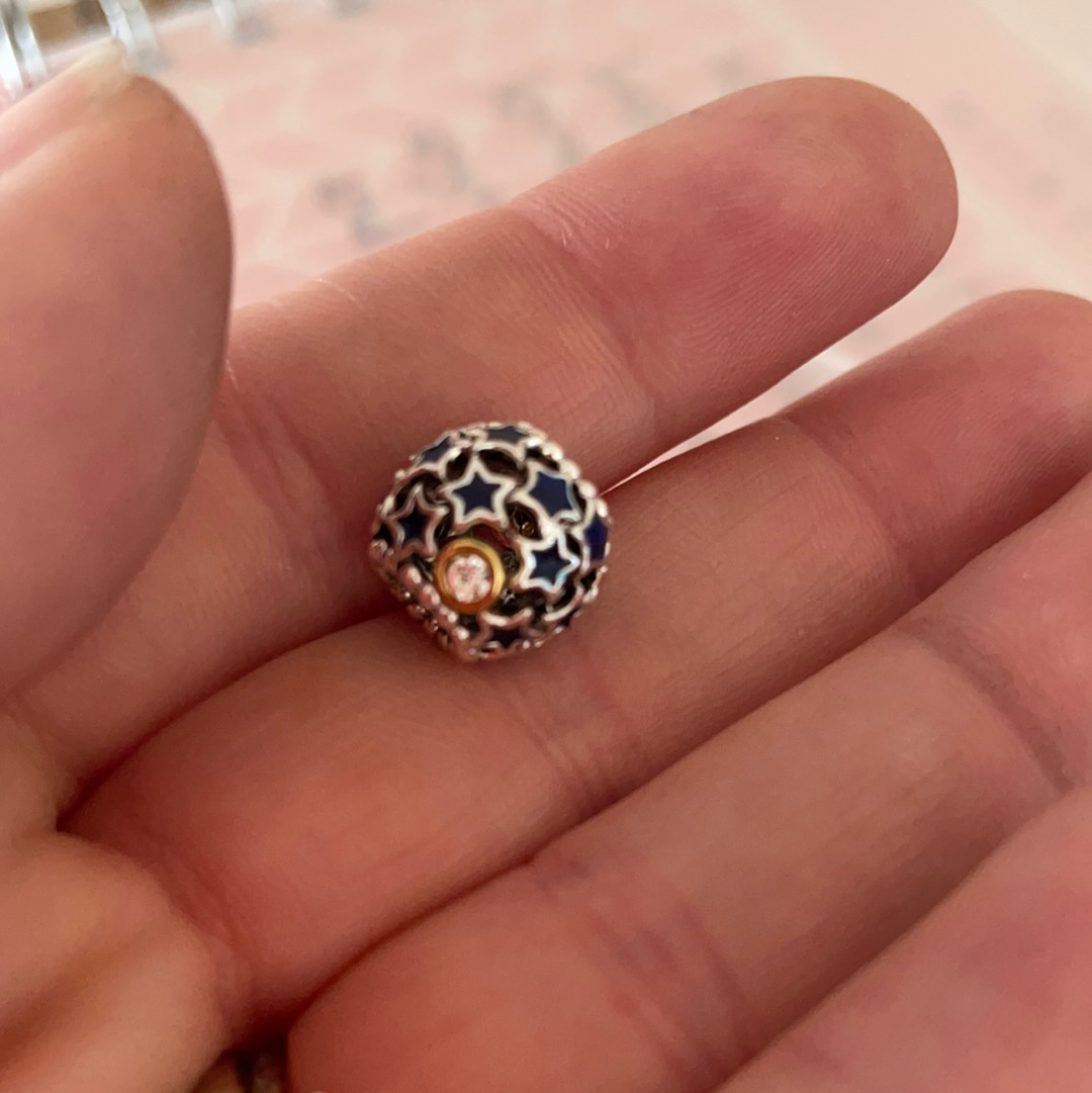 Genuine Pandora Illuminating Stars Sky Two Tone Gold Star Charm Openwork