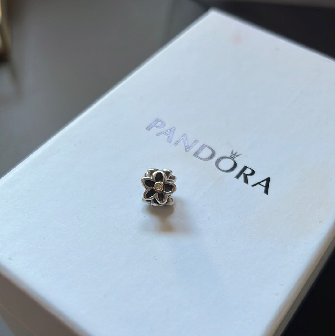 Genuine Pandora He Loves Me Diamond Two Tone Flower SUPER RARE