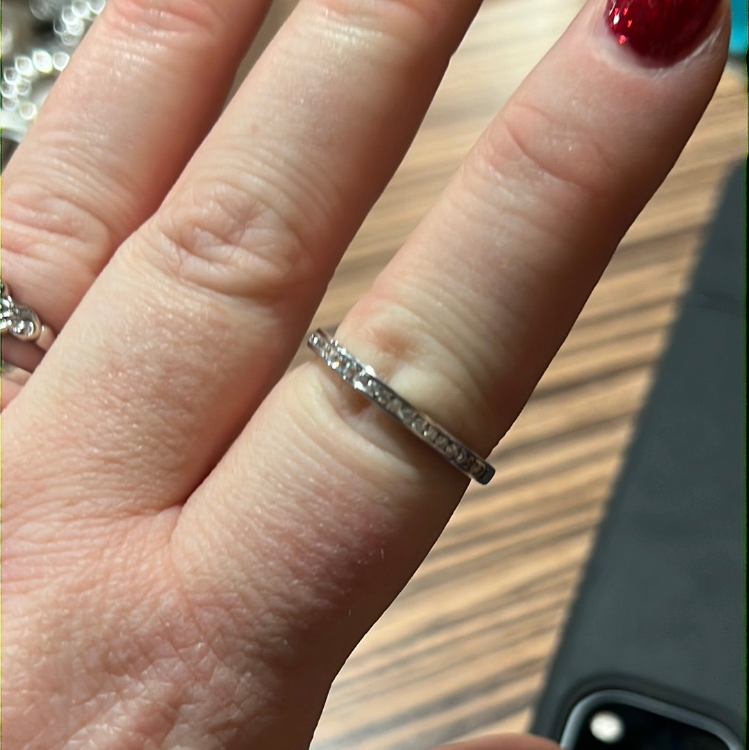 Sterling Silver CZ Line Ring Size 60
