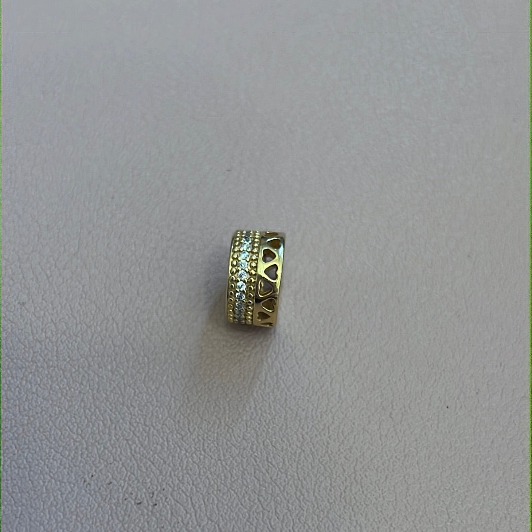 Genuine Pandora Shine Gold Spacer Double Layer Pave and Hearts