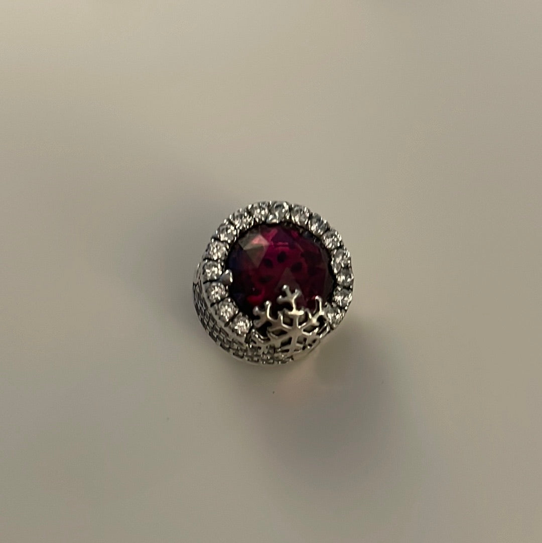 Genuine Pandora Red Pave Large Cz Sparkle Snowflake Red and Clear Charm Large