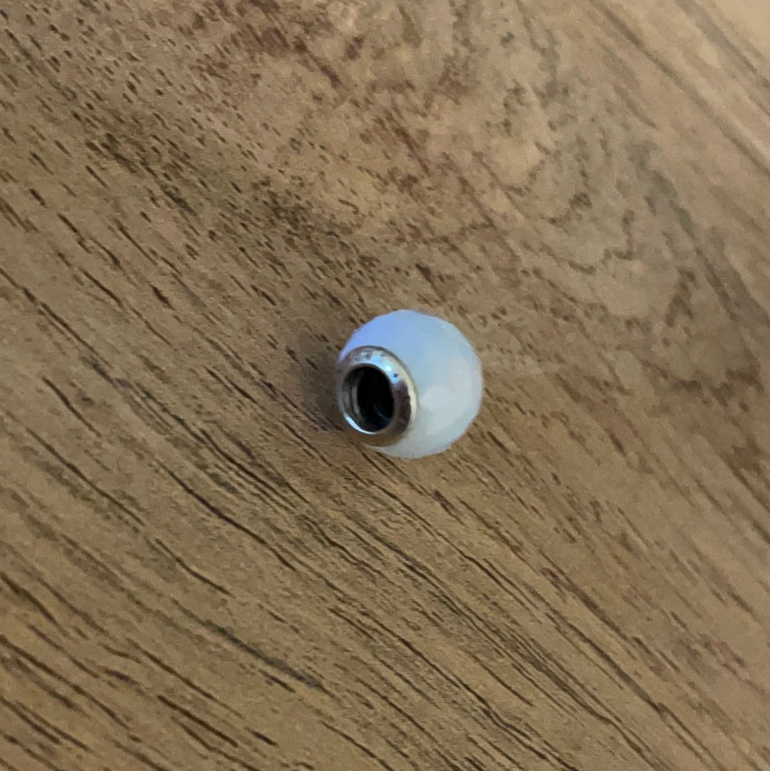 Genuine Pandora Small Faceted Murano In White Opal