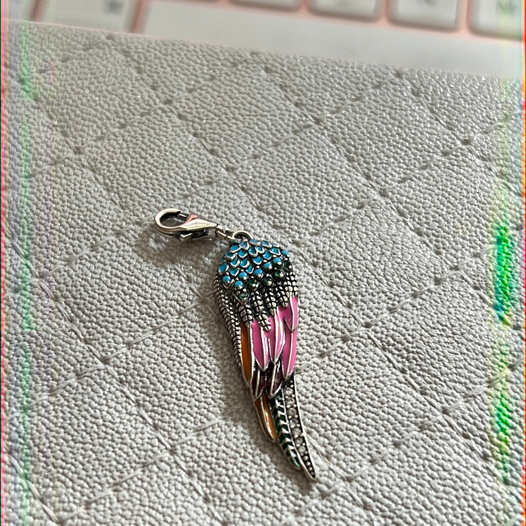 Genuine Thomas Sabo Enamel Parrot Feather Clip Charm