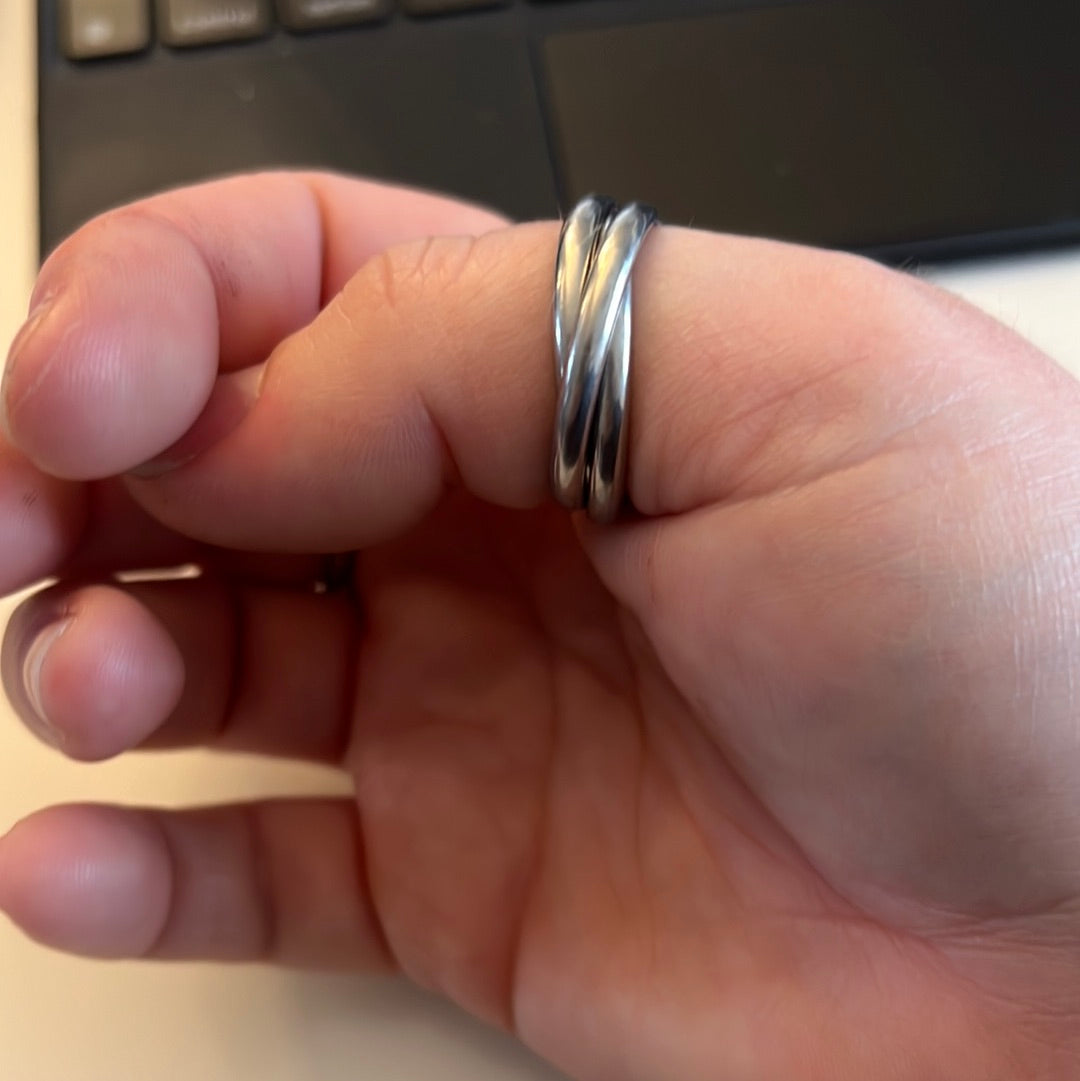 Sterling Silver Oxidised Russian Triple Band Size 60