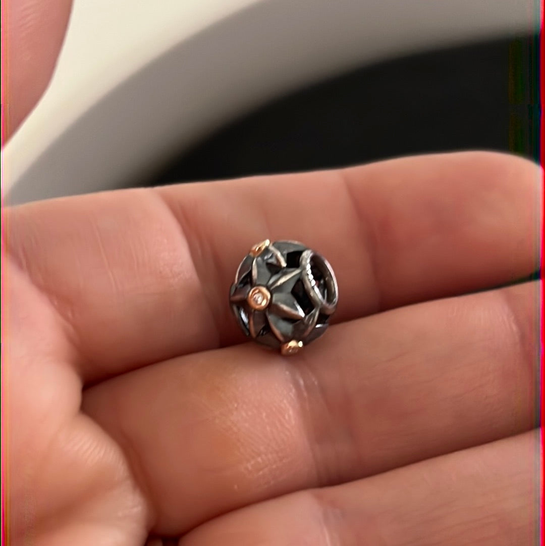 Genuine Pandora Stella Star Two Tone Hyper Rare Openwork Charm