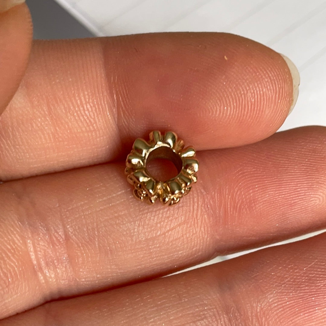 Genuine Pandora Solid 14ct Gold Ring of Flowers Large Spacer Charm HTF