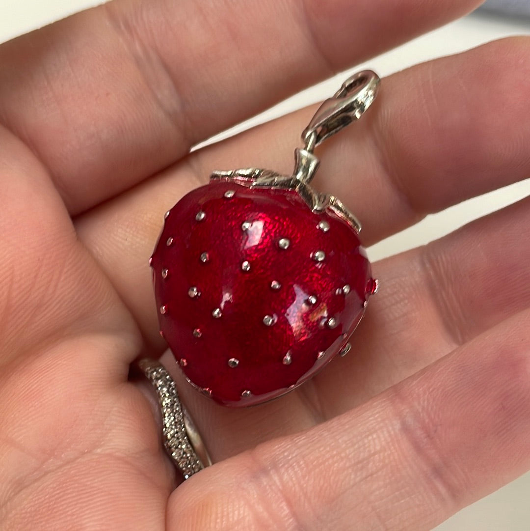 Genuine Thomas Sabo Red Enamel Sweet Strawberry Summer Locket RARE