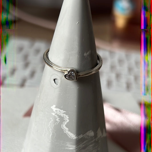Genuine Pandora Tilted CZ Heart Pave Ring 54