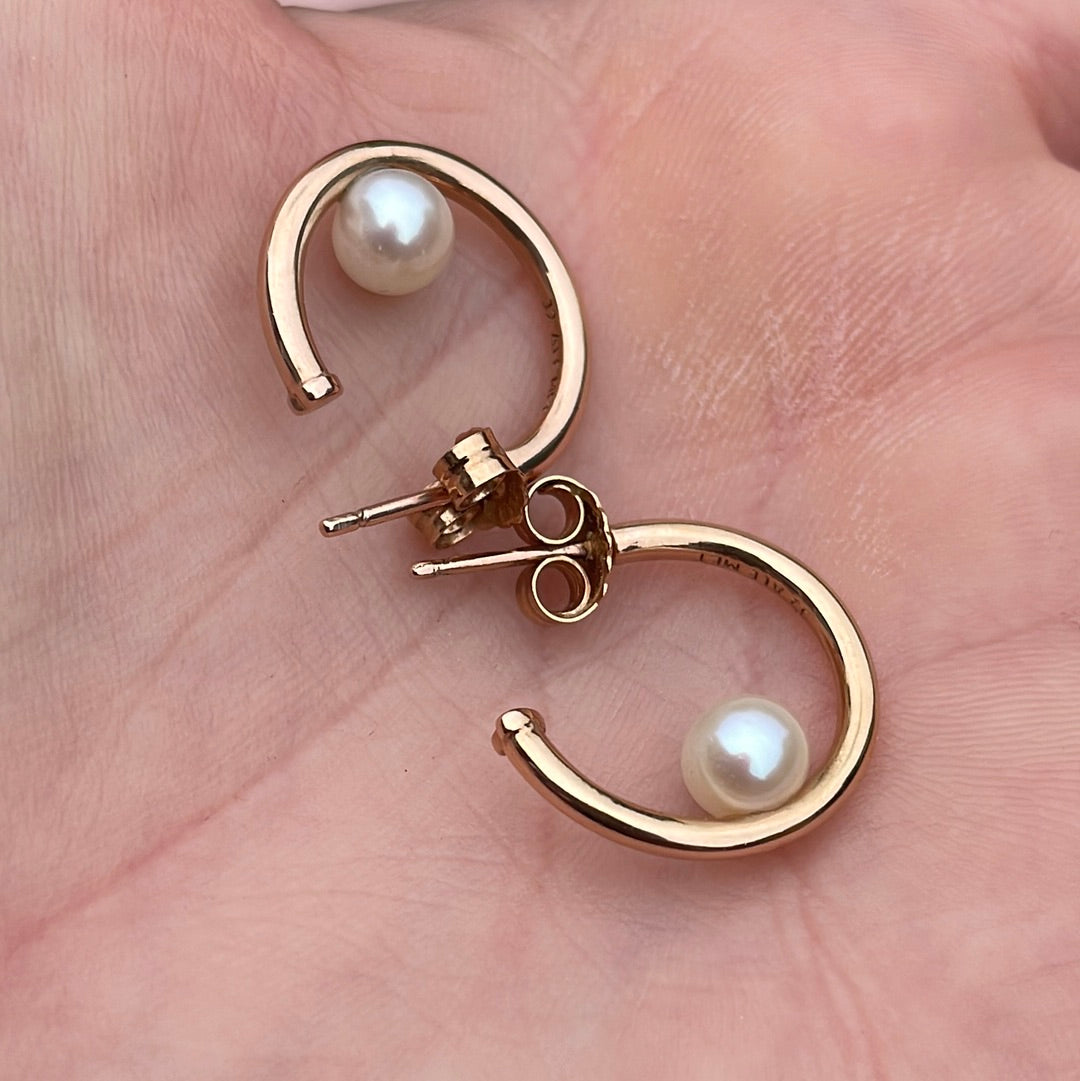Genuine Pandora Rose Gold Pearl Hoop Earrings