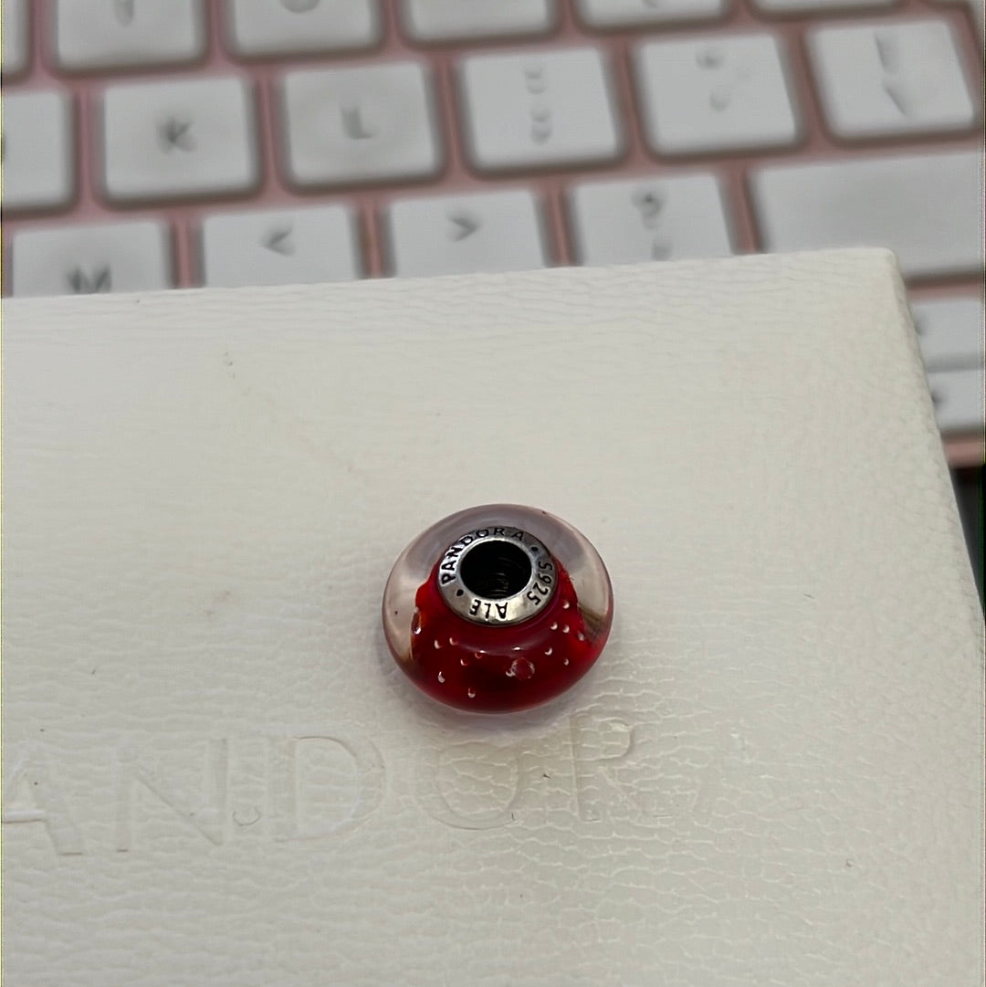 Genuine Pandora Red Fizzle Murano Charm
