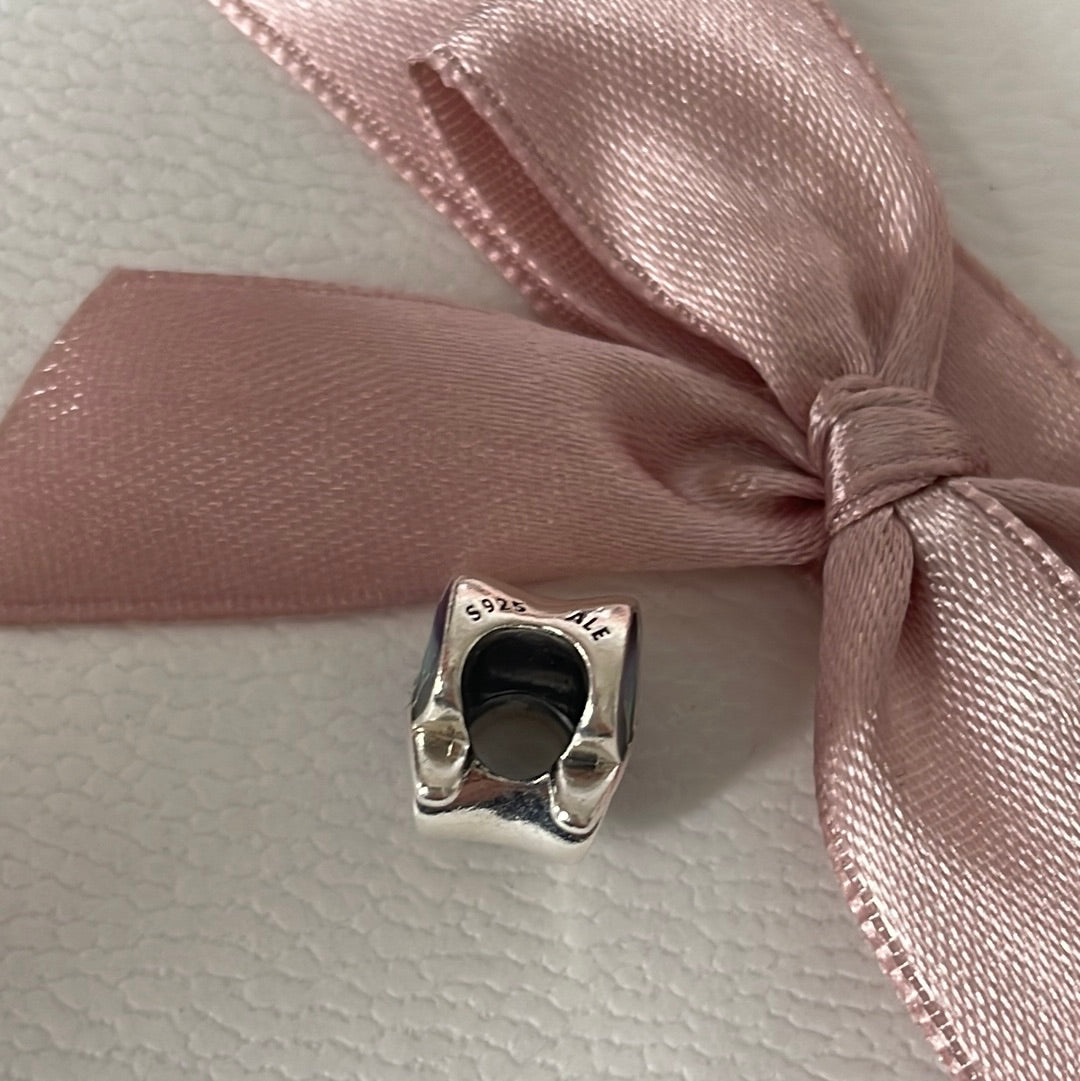 Genuine Pandora Purple and Green Enamel Leaf Charm