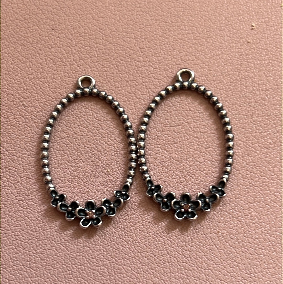 Genuine Pandora Black Stone Wanda Pansy RARE HTF Compose Charms for Earrings