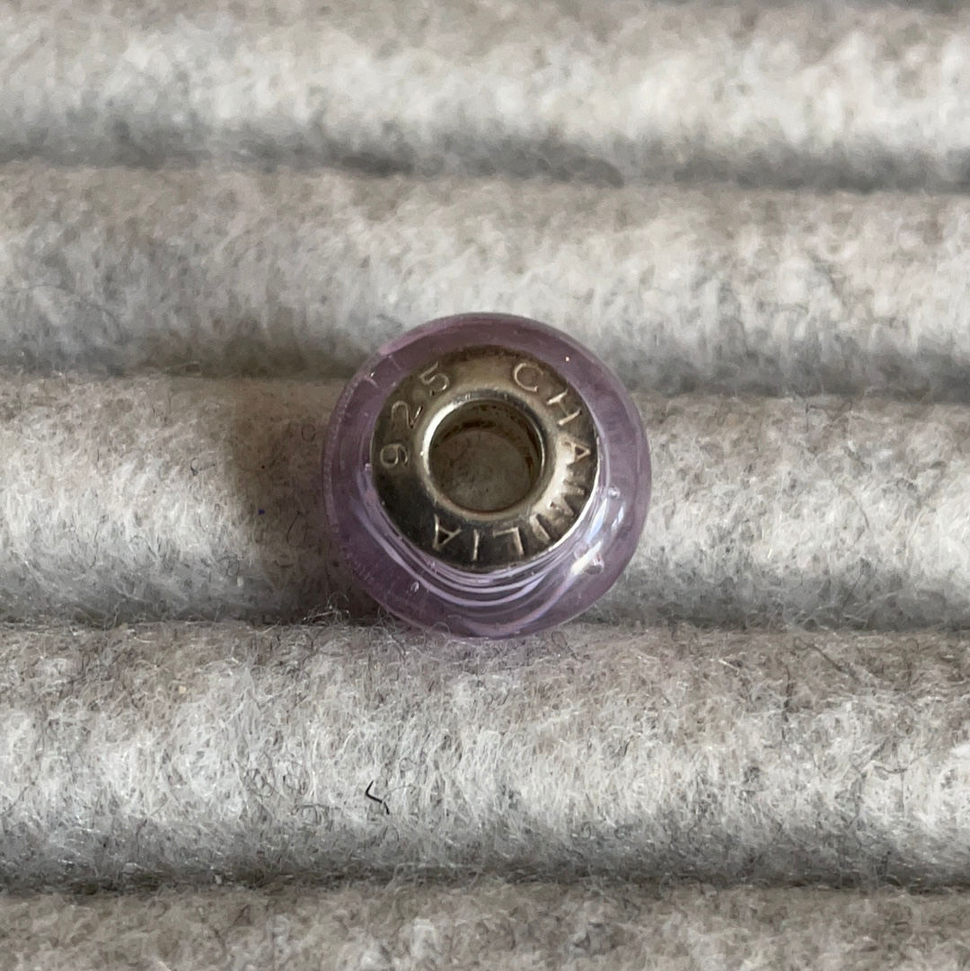 Genuine Chamilia Pink Line and Bubble Murano Charm