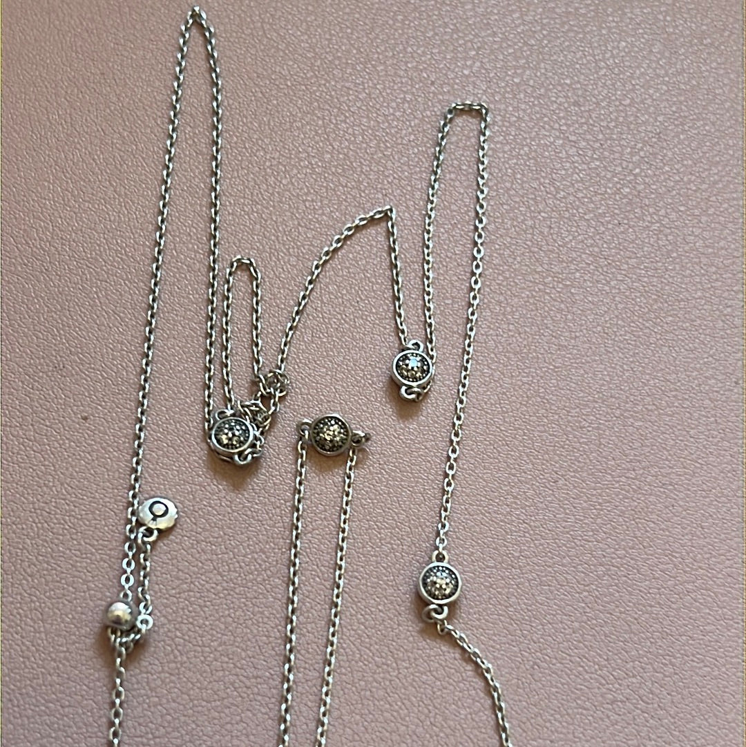 Genuine Pandora Dazzling Dainty Pave Circle Necklace 90cm
