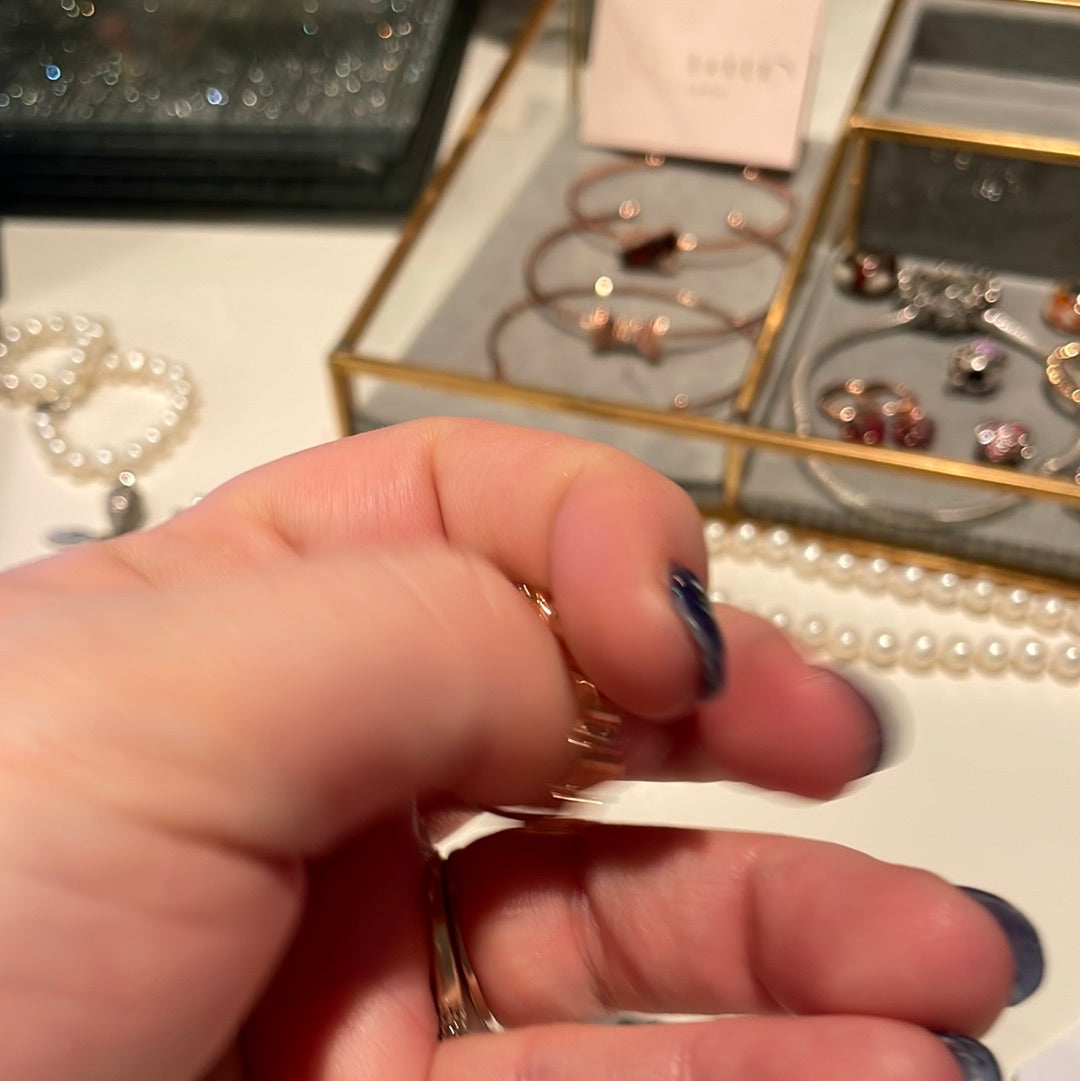 Genuine Pandora Rose Gold Pave Cushioned Band Ring Size 54