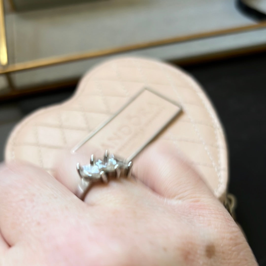 Sterling Silver 3 CZ Oval Ring Size 56