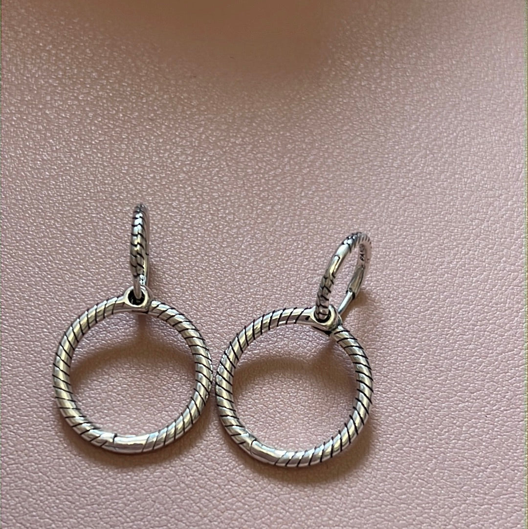 Genuine Pandora Dangle Large Snake Effect Hoop Earrings