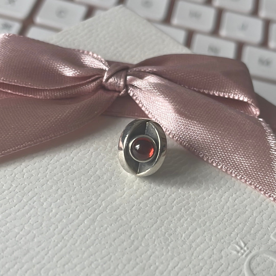 Genuine Pandora Pave Red Garnet Eye Crossover Charm Rare
