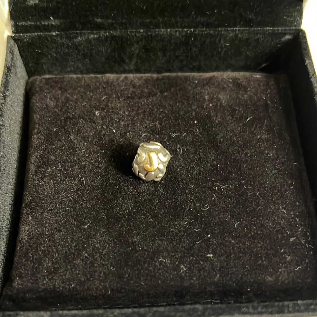 Genuine Pandora Two Tone Letter J Initial Rare Retired