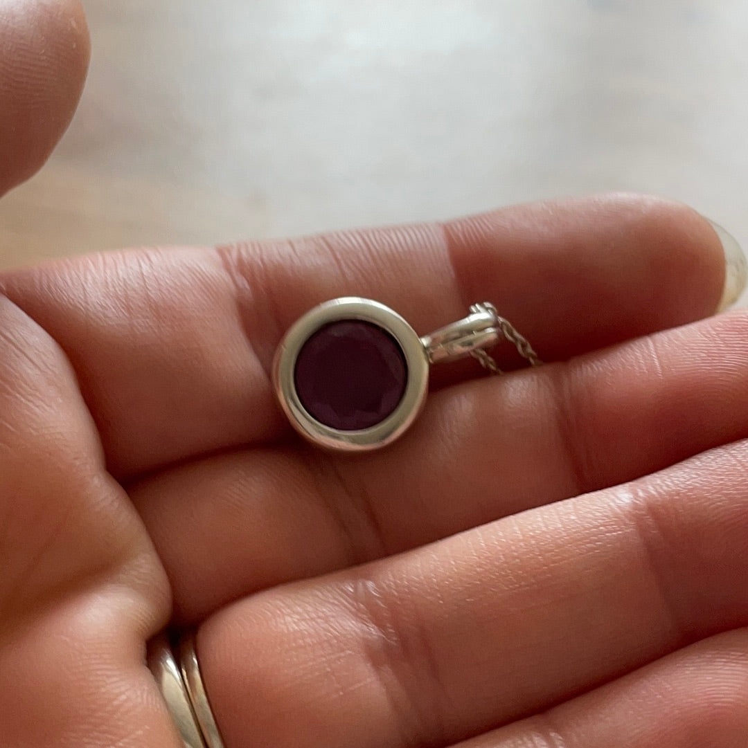 Genuine Pandora Purple Faceted Small Memory Locket Petite Necklace Pendant