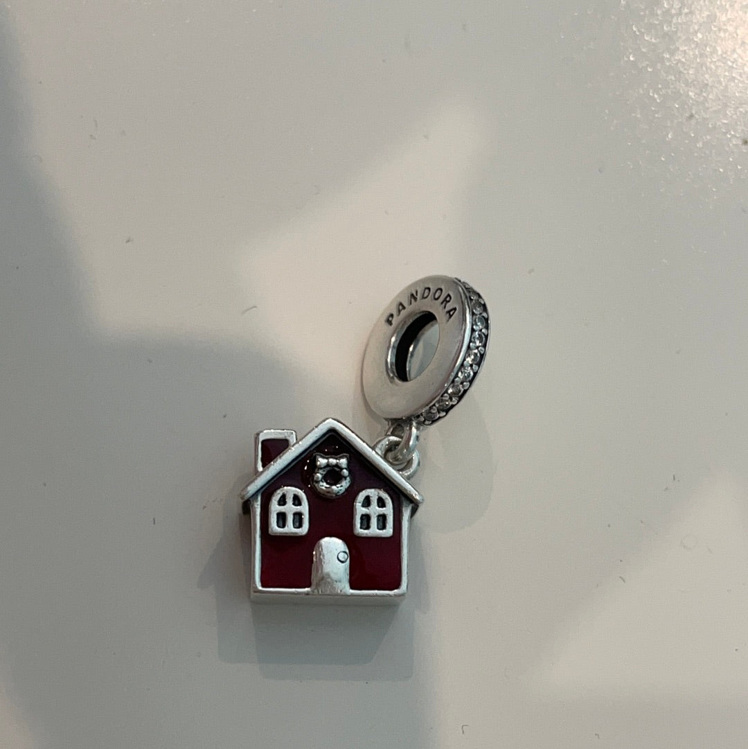 Genuine Pandora Dangle Half House Charm With Christmas Tree and Presents inside!