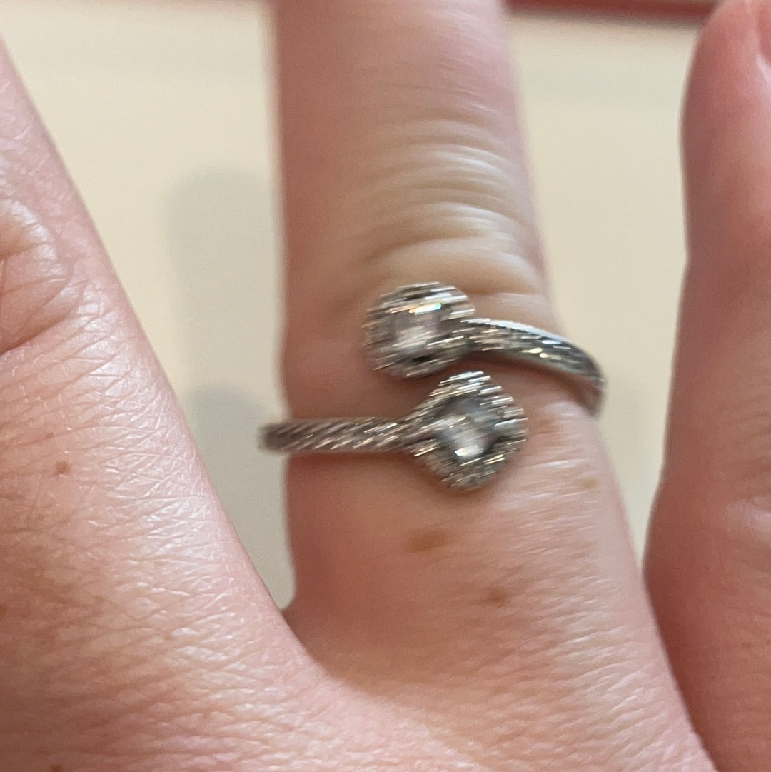 Genuine Pandora Double Open Diamond & Circle Sparkle Pave Ring Size 60