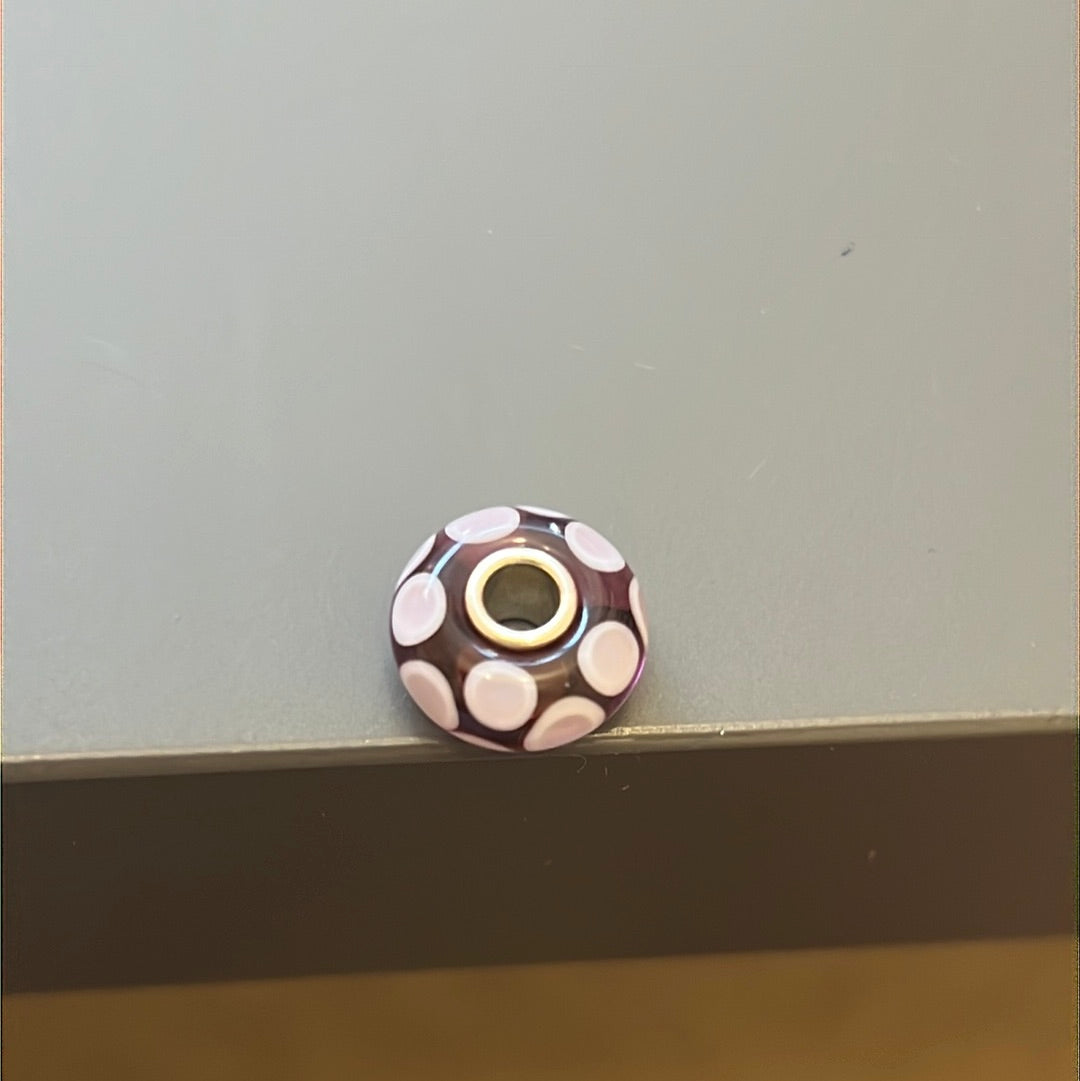 Genuine Trollbeads Purple Polka Dot Murano Charm