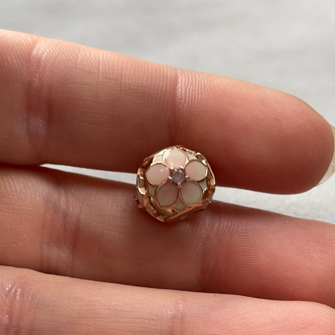 Genuine Pandora Brand New Rose Gold Flower Magnolia Enamel Charm