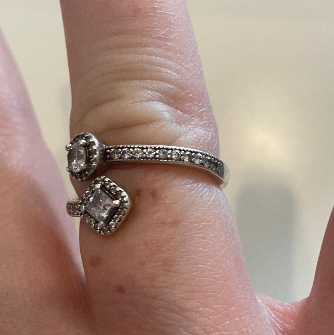 Genuine Pandora Double Open Diamond & Circle Sparkle Pave Ring Size 60