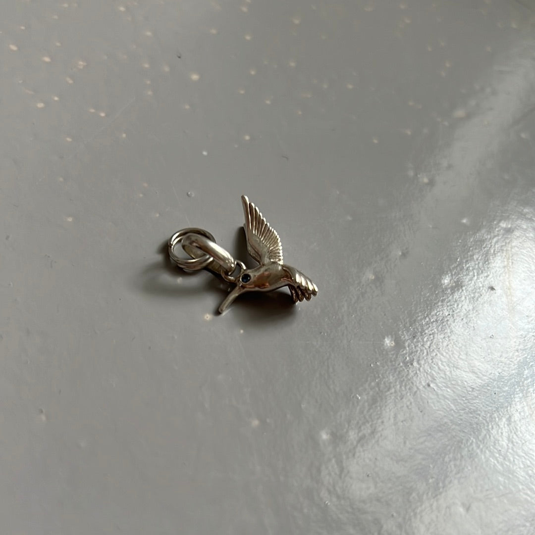 Genuine Links of London Sterling Silver Hummingbird Blue CZ Charm fits on Sweetie Bracelet