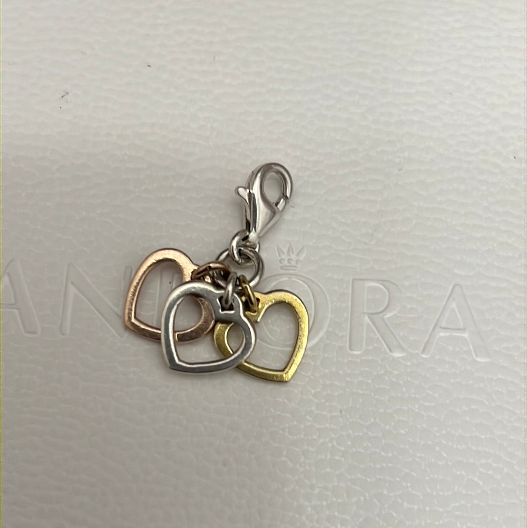Genuine Thomas Sabo Tri Tone Heart Dangle Clip Charm