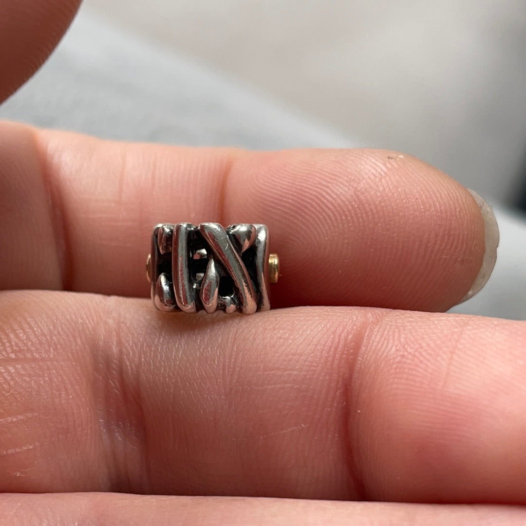 Genuine Pandora Two Tone Diamond XOXO HTF Charm
