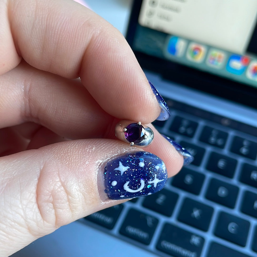 Genuine Pandora Purple Solitaire Single Clip