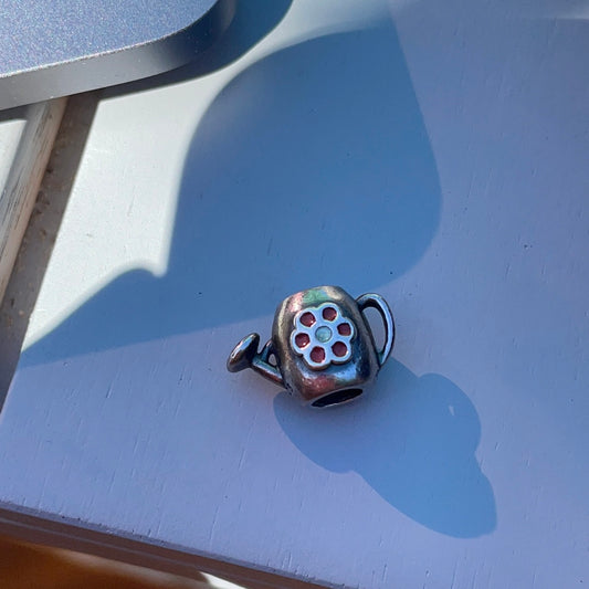 Genuine Pandora Garden Watering Can Charm with Enamel Flower