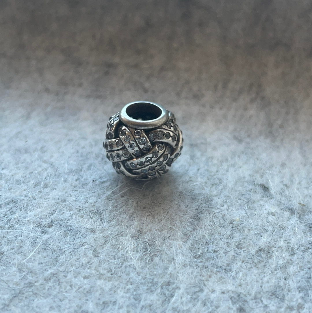 Genuine Pandora Pave Sparkling Basket Weave Knot Charm