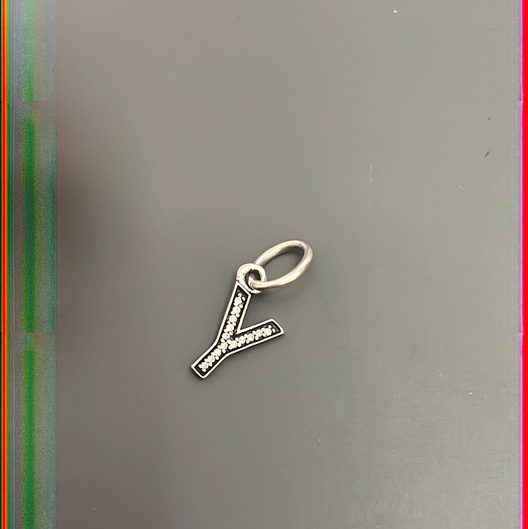 Genuine Pandora Pave Dangle Letter Charm Y
