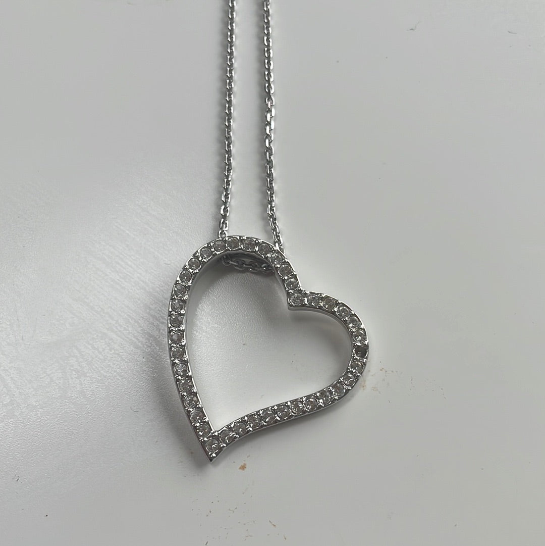 Genuine Swarovski Pave Dangle Heart Necklace 45cm DEFECT