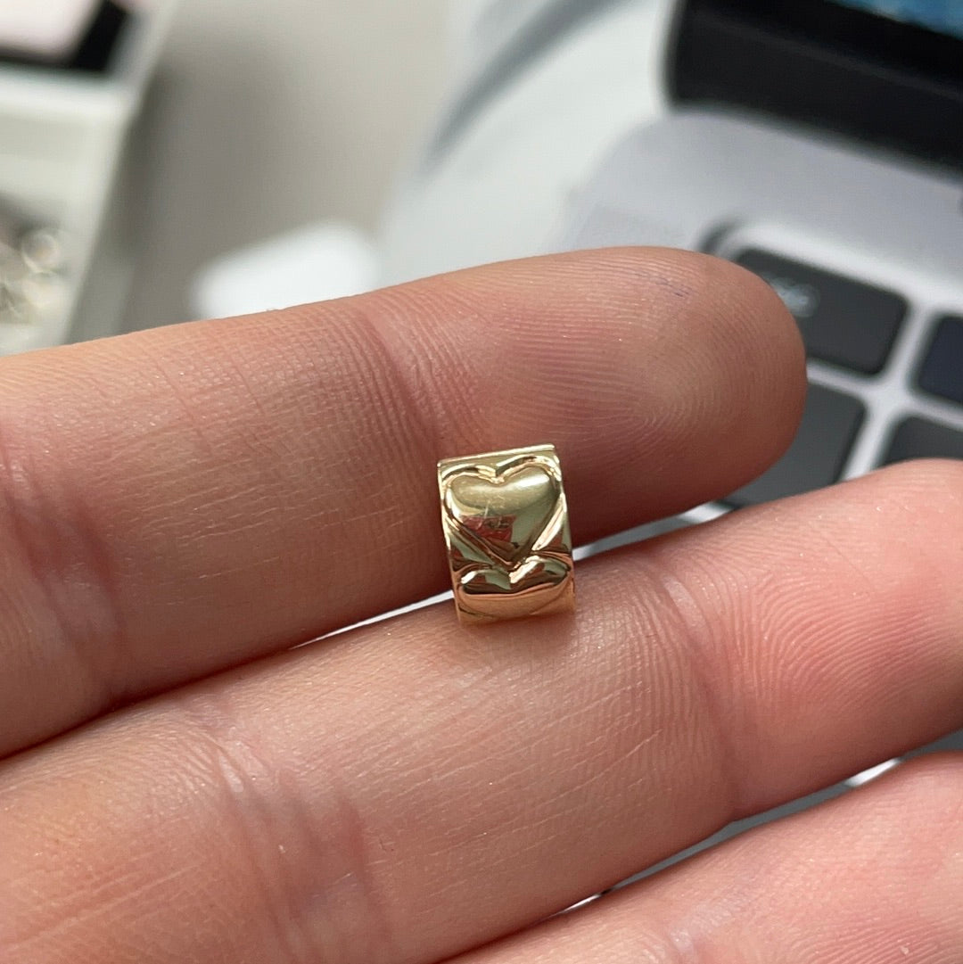 Genuine Pandora Solid Gold 14ct Double Heart Clip x1