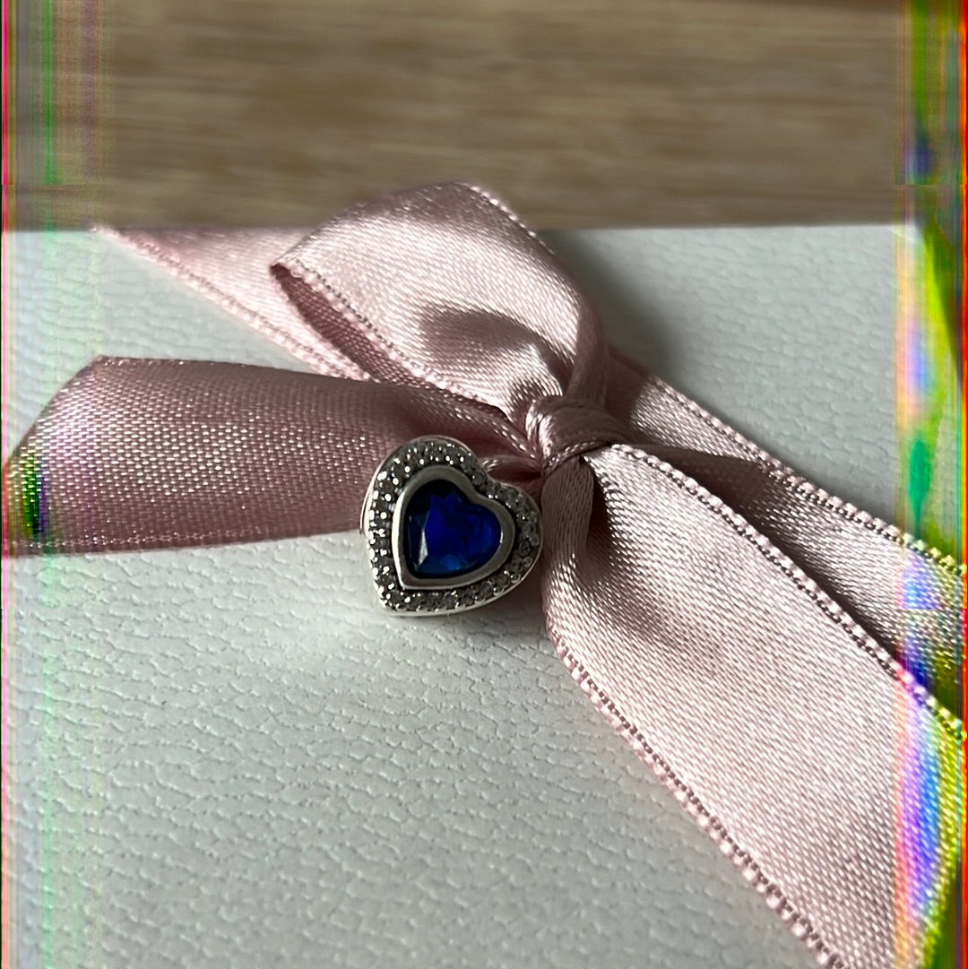 Genuine Pandora Beautiful Blue Sparkling Heart Charm