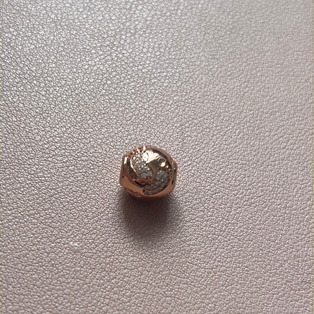 Unbranded Sterling Silver Rose Gold Plated Pave Baby Footprint Charm