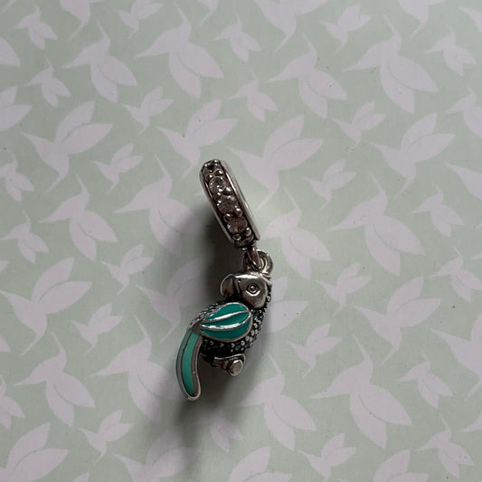 Genuine Pandora Bird of Paradise Enamel Pave Parrot Dangle Charm