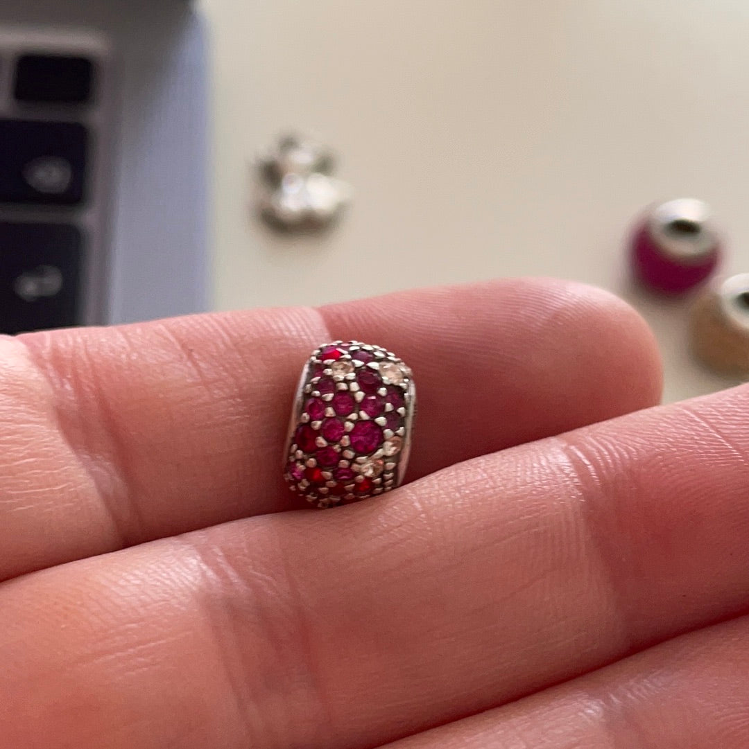 Genuine Chamilia Pink and Clear Pave Ball Charm