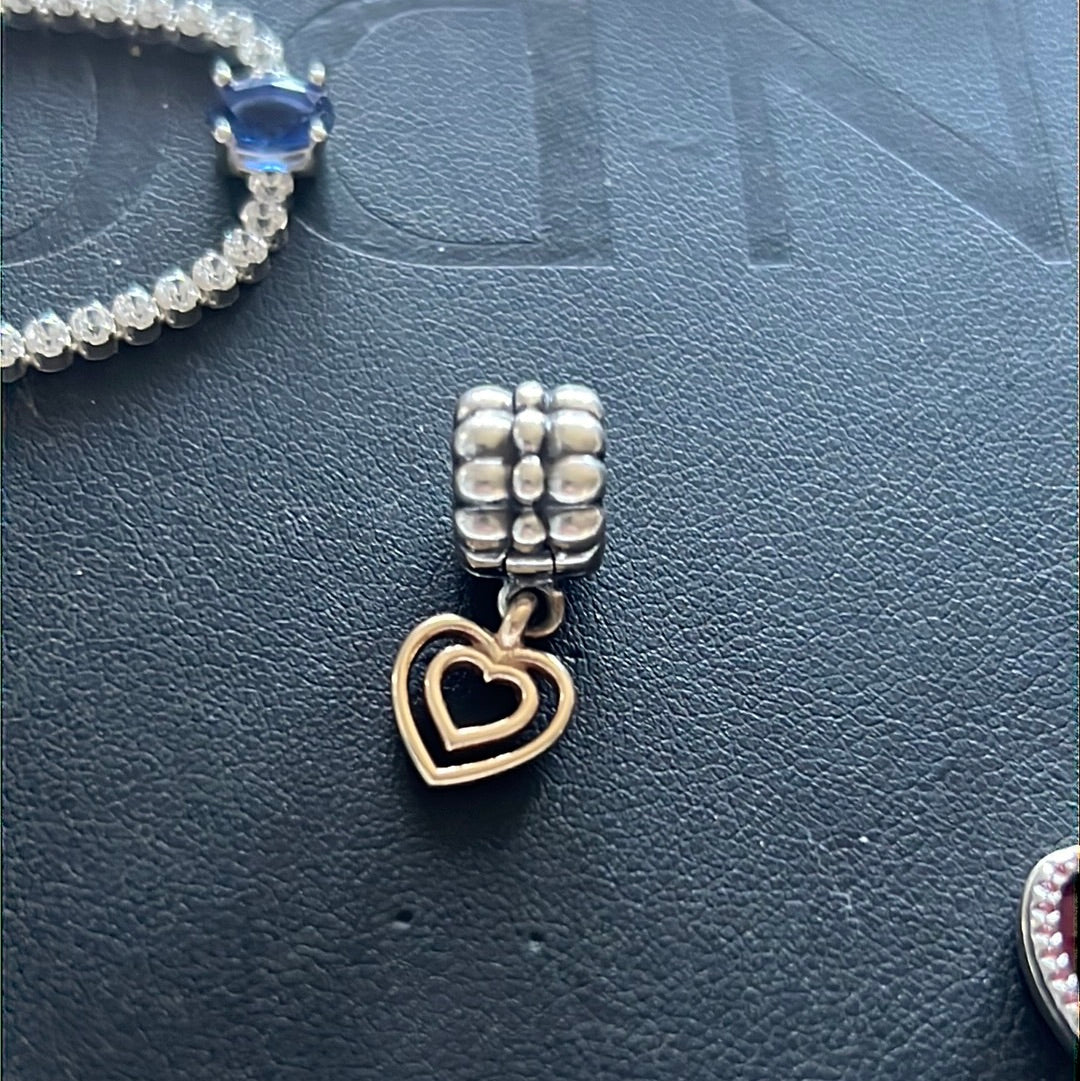 Genuine Pandora Two Tone Heart of Hearts Clip Dangle Rare