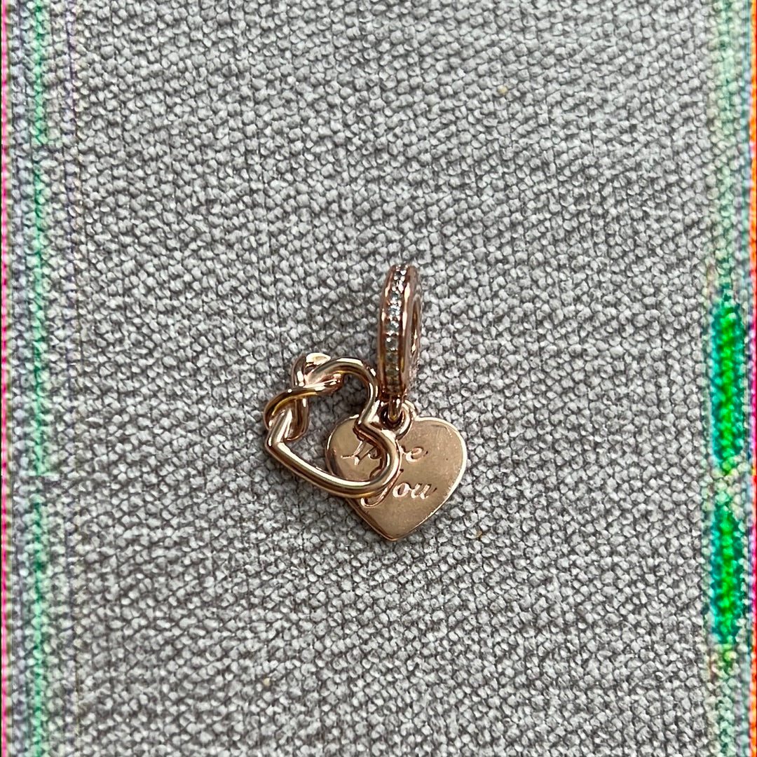 Genuine Pandora Rose Gold I Love You Dangle Charm