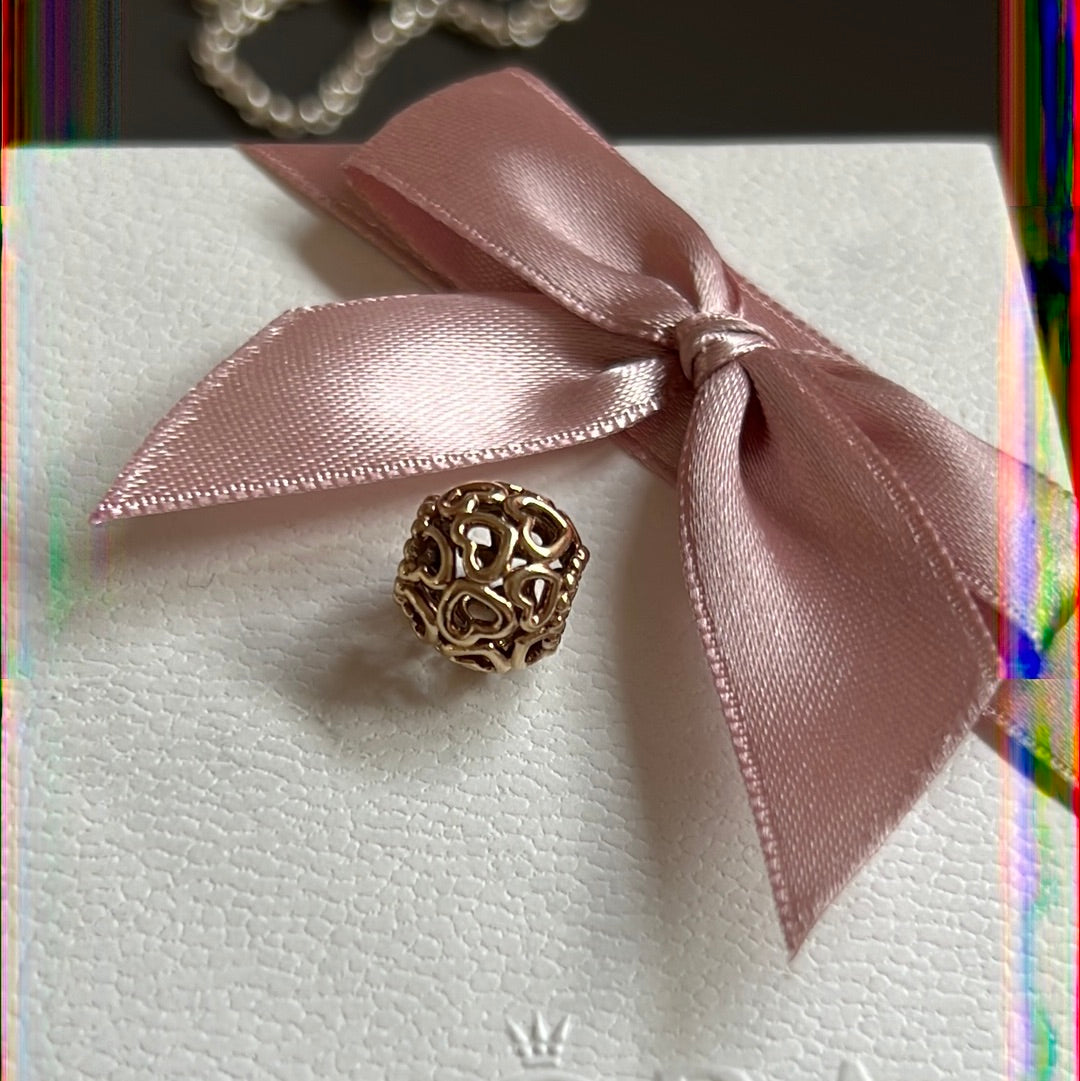 Genuine Pandora Solid Gold 14ct Openwork Heart Charm