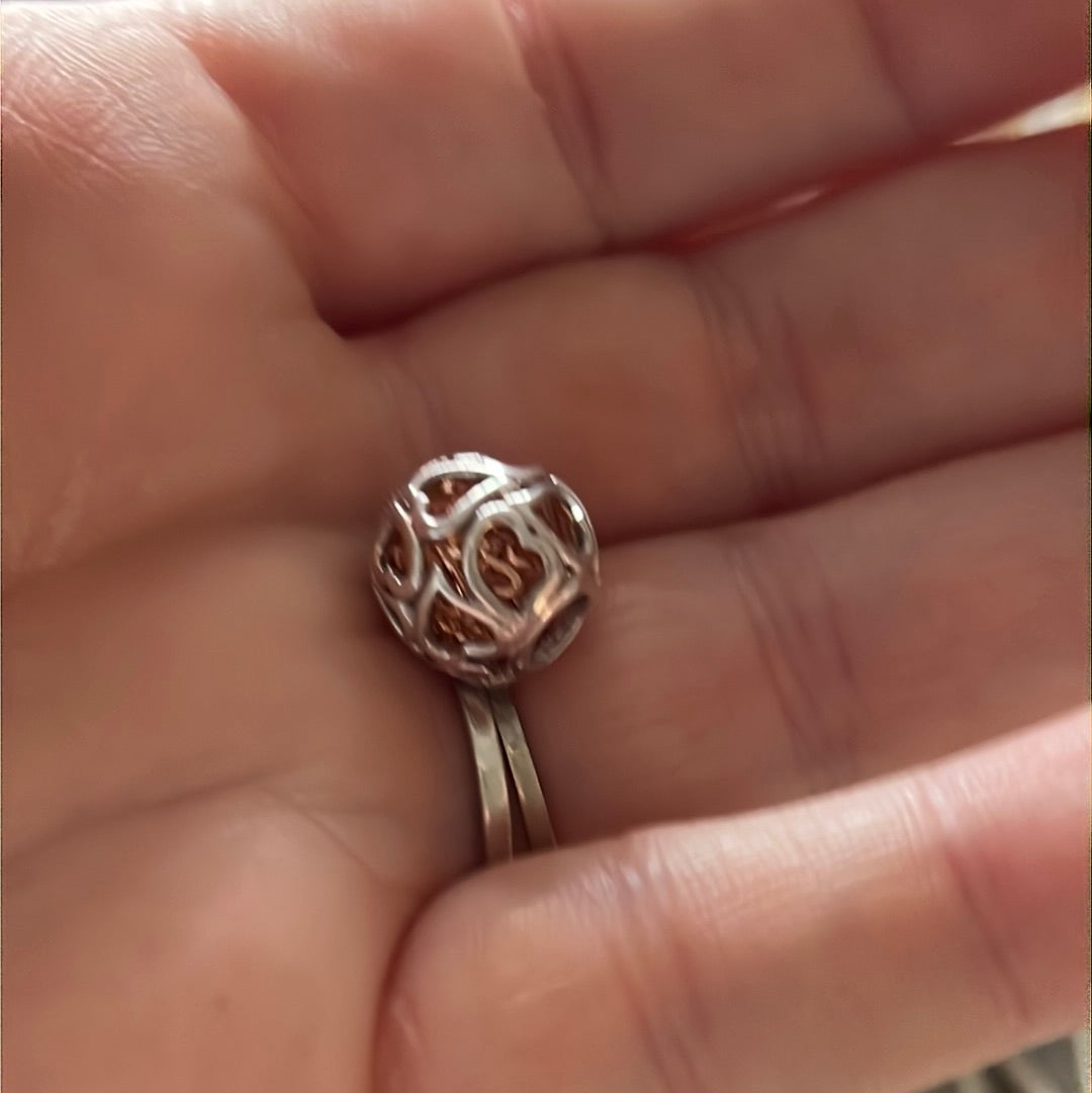 Genuine Chamilia Silver and Rose Gold Openwork Heart Charm