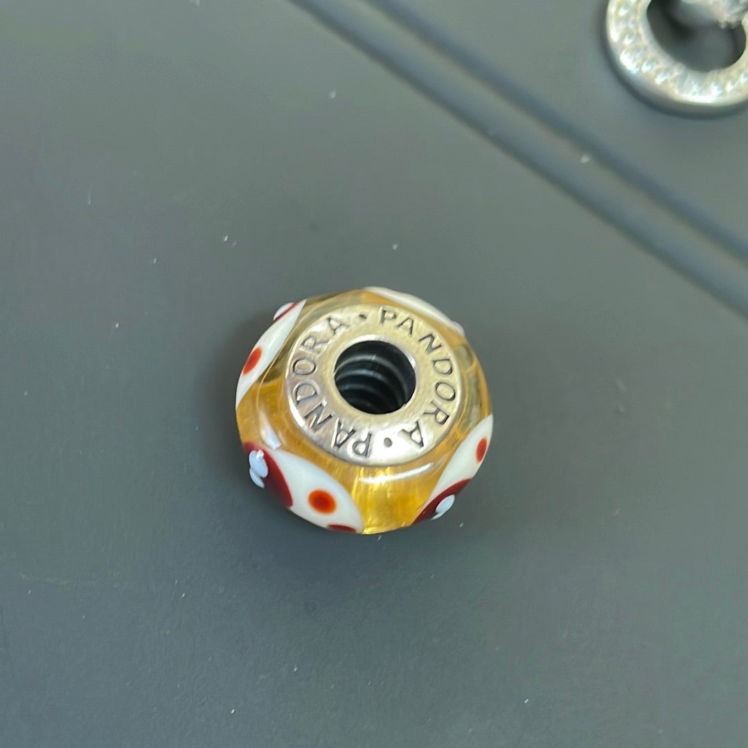 Genuine Pandora Ladybird Orange Murano Glass Charm